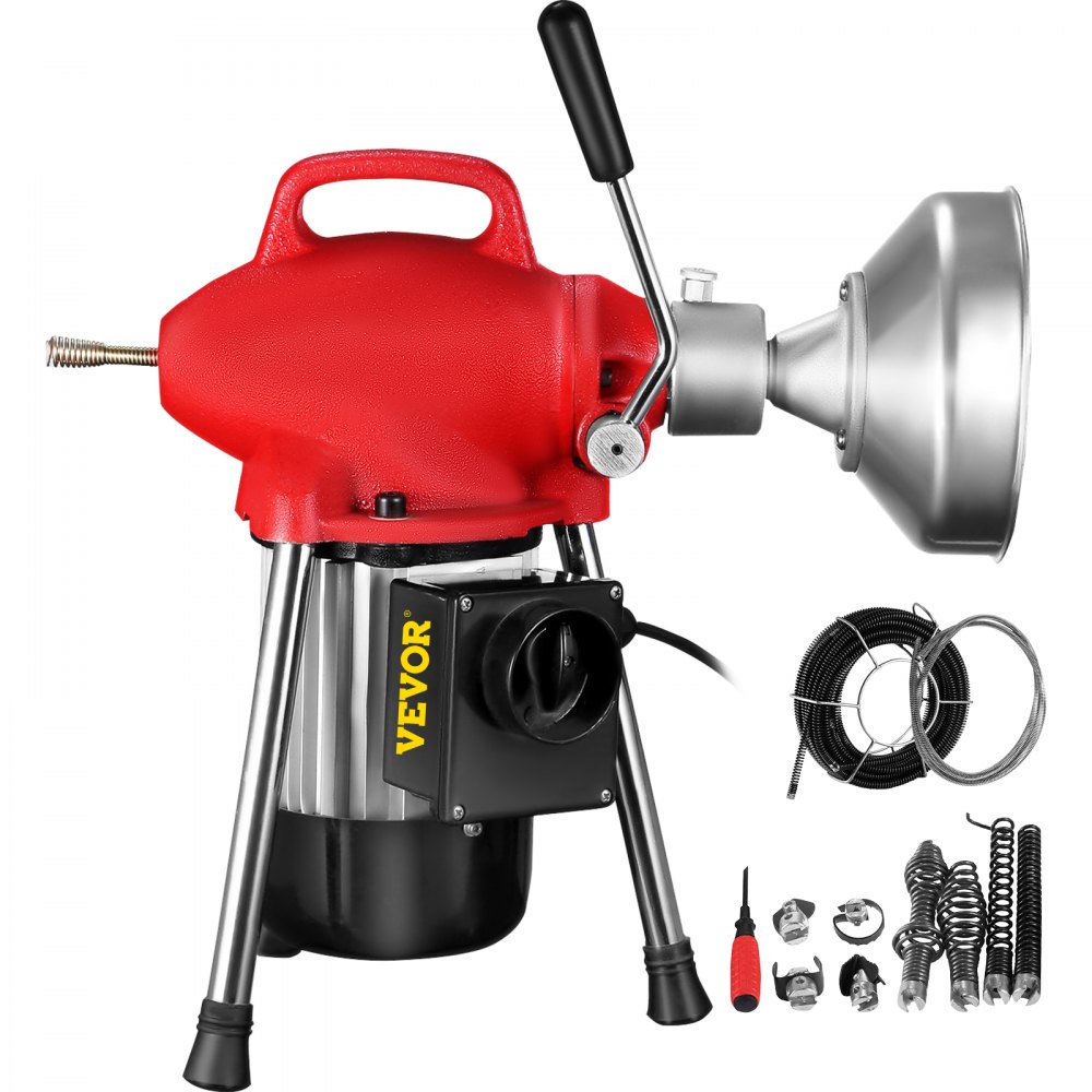 VEVOR 0.75 4 Inch Sectional Pipe Drain Cleaning Machine 400PRM Snake Cleaner Pipe Drain Cleaning Machine with 66 Ft x 0.67 Inch Galvanize Cable Heavy Duty VEVOR AU