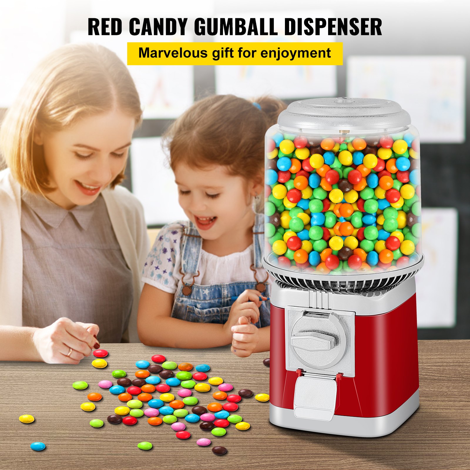 VEVOR Gumball Machine, 1-inch Candy Vending Machine, Commercial Gumball ...