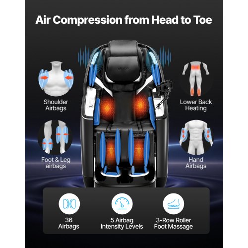 VEVOR Massage Heated Chair - Dual 4D+3D Full Body Massage