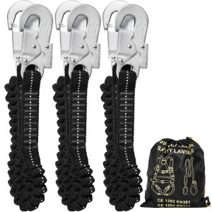 Shock Absorbing Lanyard - Elasticated Design - 2 Snap Hooks - 4.5ft to 6ft main image 0