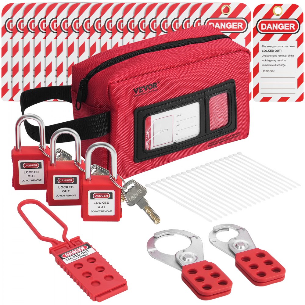VEVOR Electrical Lockout Tagout Kit, 26 PCS Safety Loto Kit Includes ...
