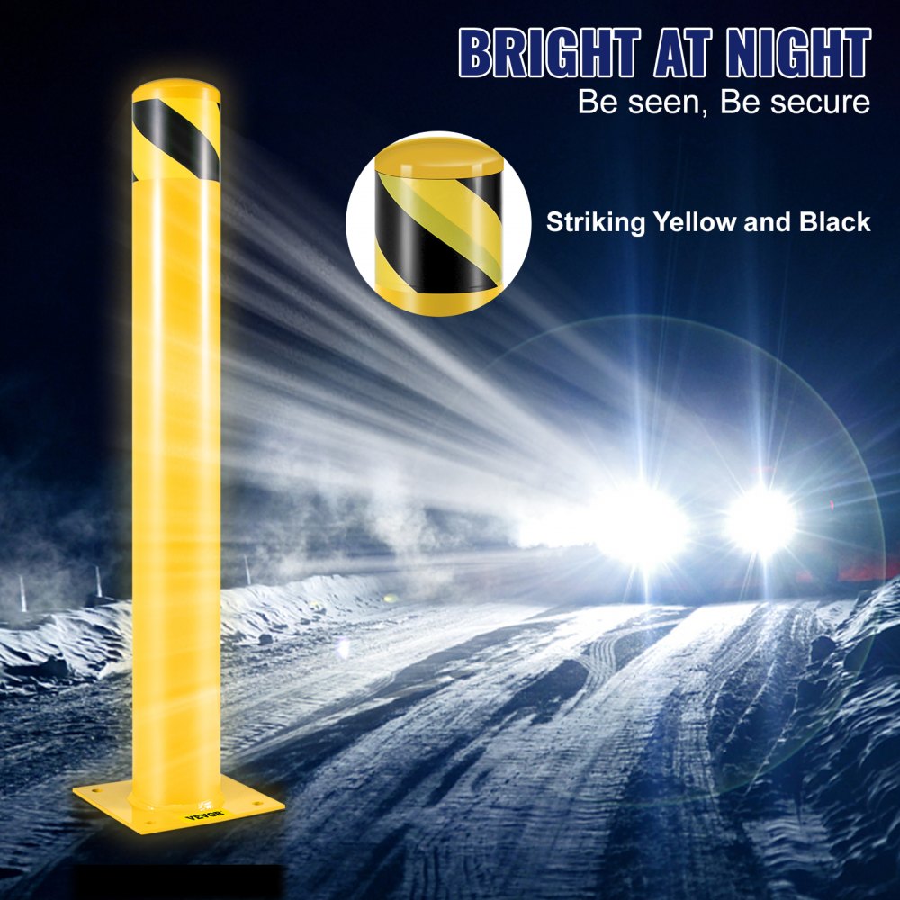 VEVOR Safety Bollard, 42 Inch Height Bollard Post, 4.5 Inch Diameter ...