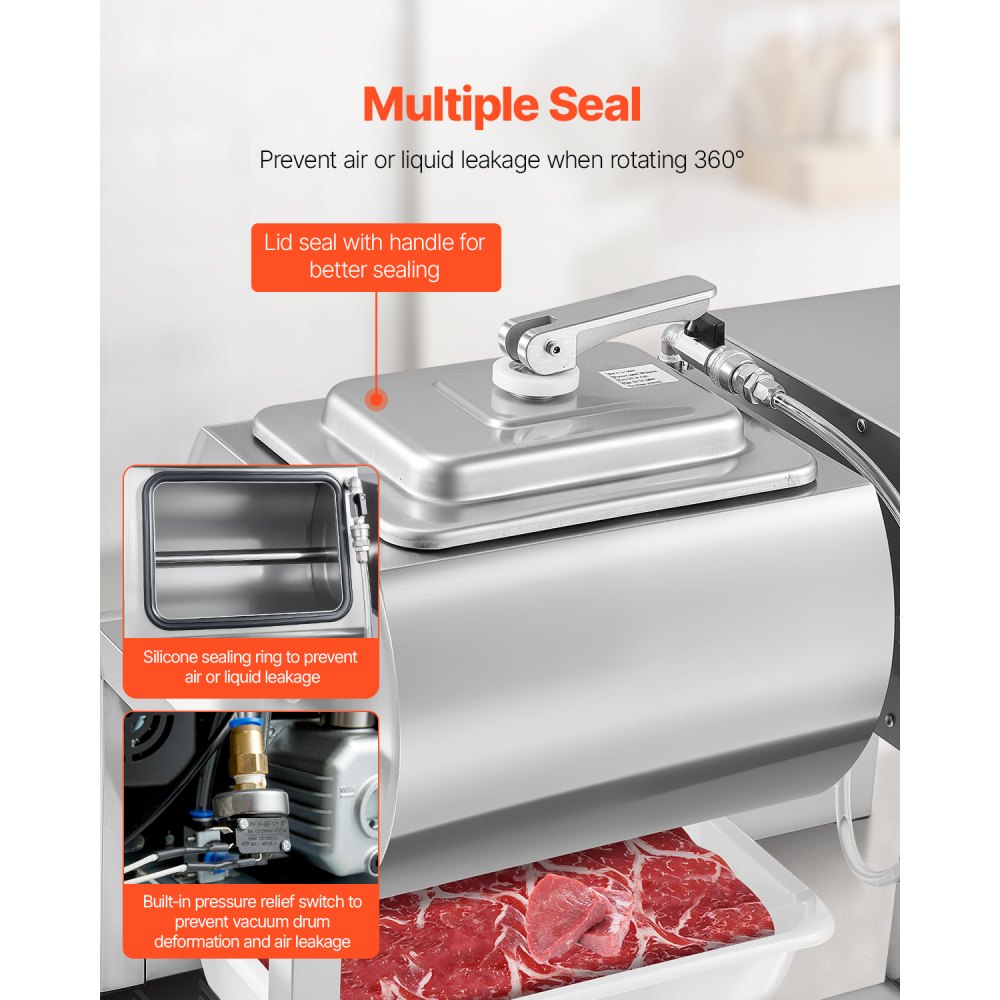 VEVOR Vacuum Marinator - 20L, SS Drum, 3-Speed, -60KPa