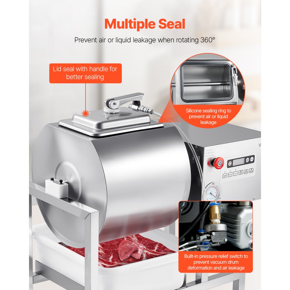 VEVOR Commercial Meat Tumbler Marinator, 40L Vacuum Tumbler Marinating ...