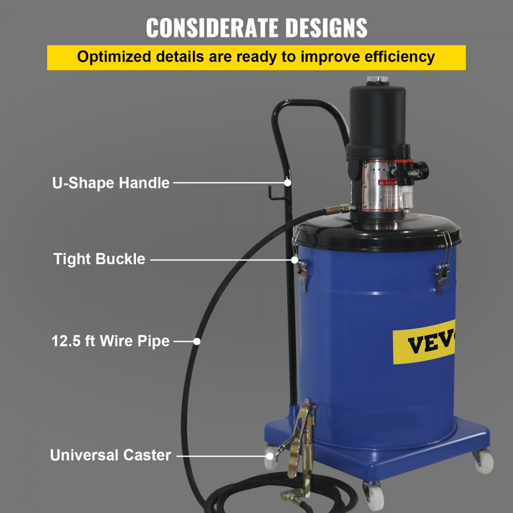 VEVOR Grease Pump 10 Gallon 40L Air Operated Grease Pump, 1.3L/Min ...