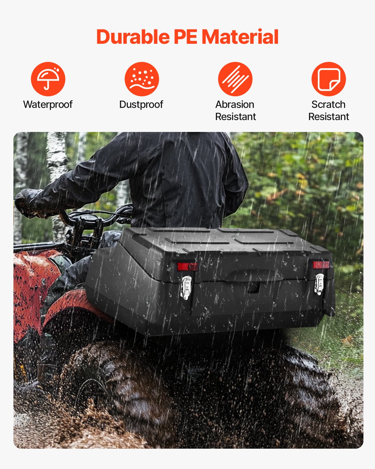 Matv Storage Rear VEVOR ATV Back Storage Box – 95L, 34.6 x 21.3 x 17.8 Inch