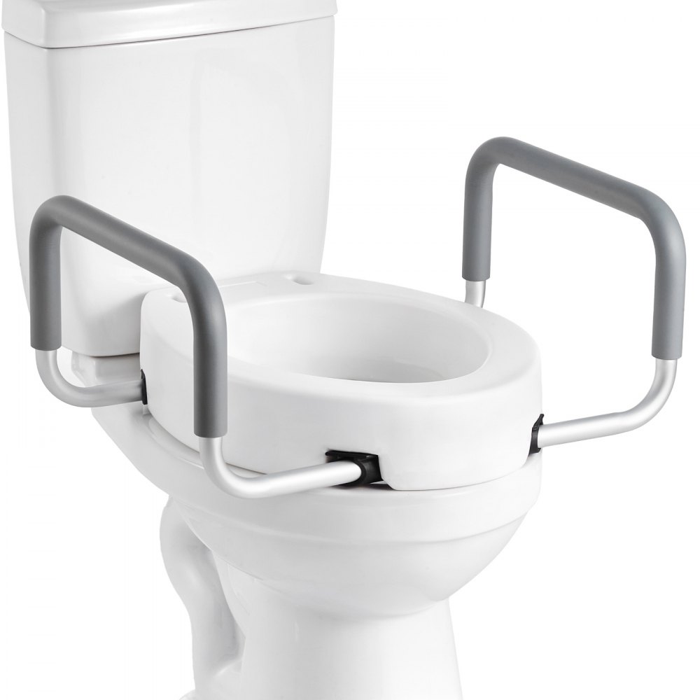 VEVOR Raised Toilet Seat with Arms, 300 lbs Load Capacity, 3.5-Inch ...