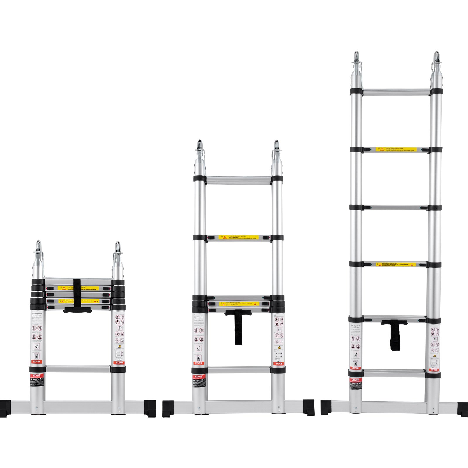 Lightweight Rv Ladder VEVOR Telescoping Ladder, 12.5FT A-Shape Aluminum Extension Ladder ...