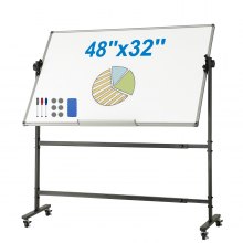 VEVOR Rolling Whiteboard, 48x32 inch Double-Sided Magnetic
