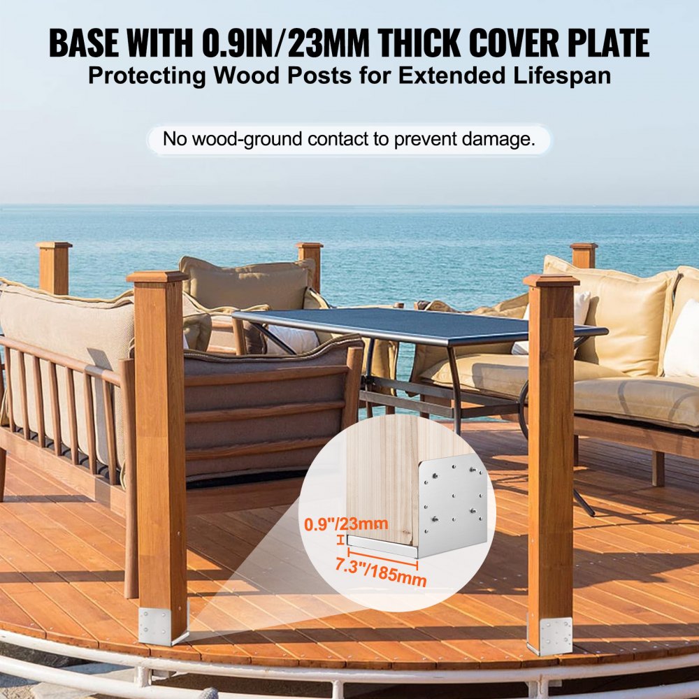 VEVOR 8"x 8" Post Base, 4Pcs Stainless Steel Adjustable Post Anchor ...