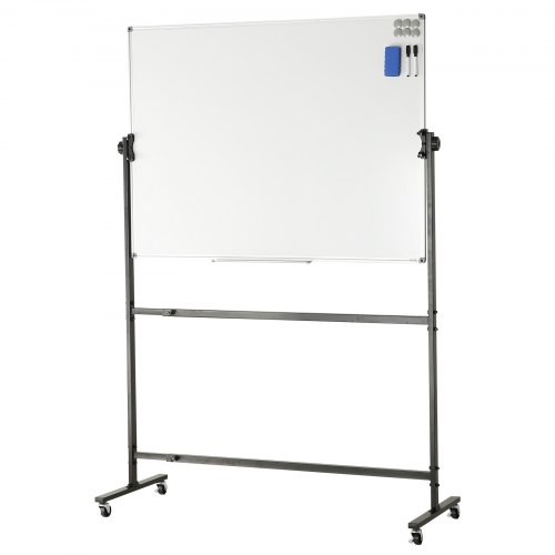 VEVOR Rolling Whiteboard, Doublesided Mobile Whiteboard 48x36 Inches, Adjustable