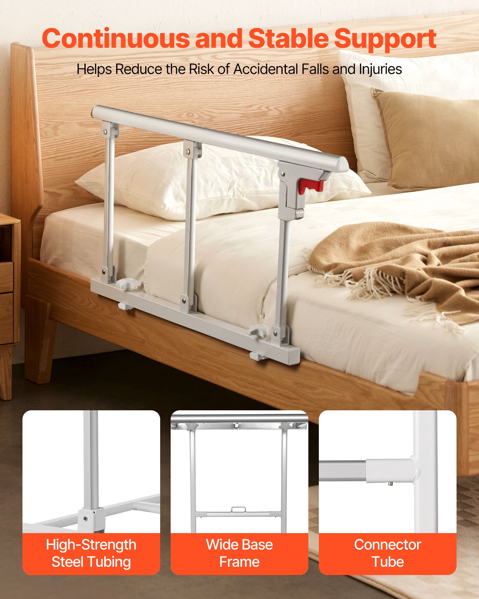 VEVOR Foldable Bed Rail for Elderly, 28 in Bedside Assist Rail with ...