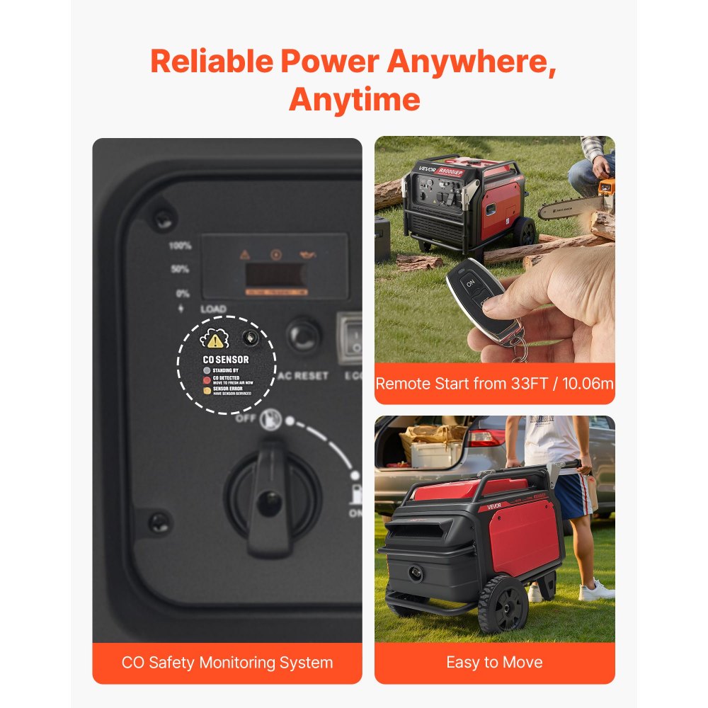 VEVOR Inverter Generator, 10000W Peak Watt Quiet Inverter Generator ...