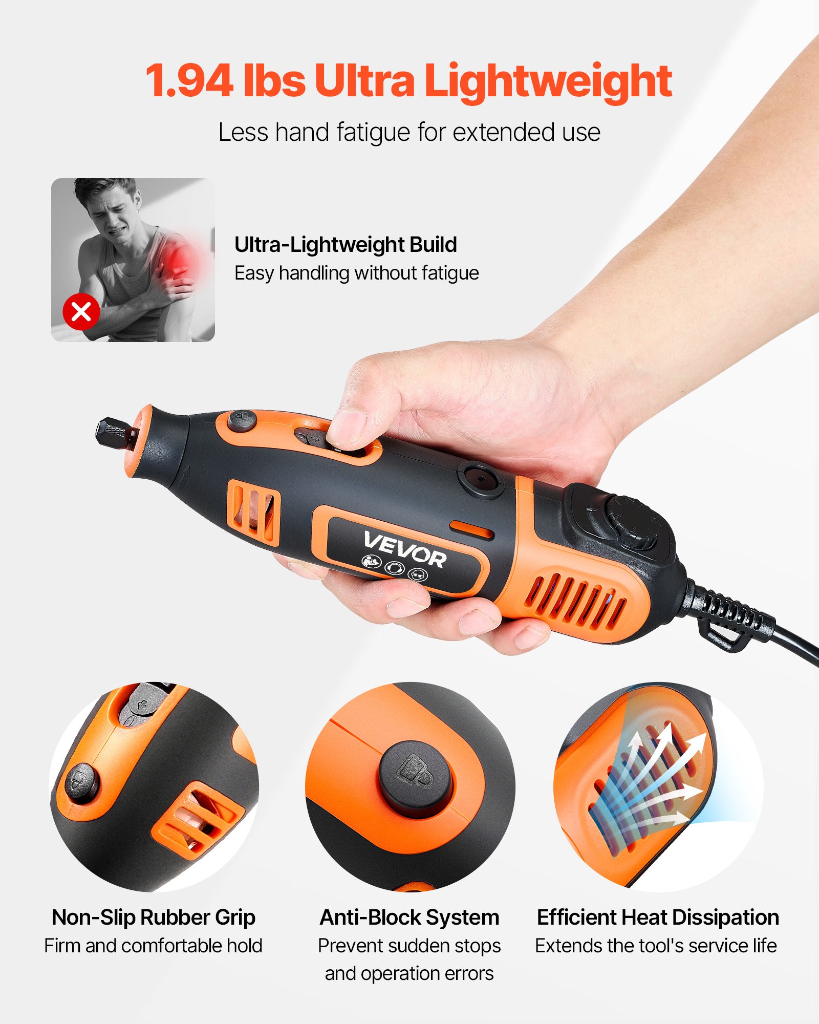 VEVOR Rotary Power Tool – 200W, 6-Speed, 84-Piece Kit