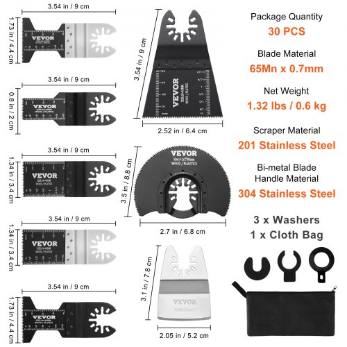 VEVOR 30PCS Multi Tool Blades Kits, Universal Quick Release