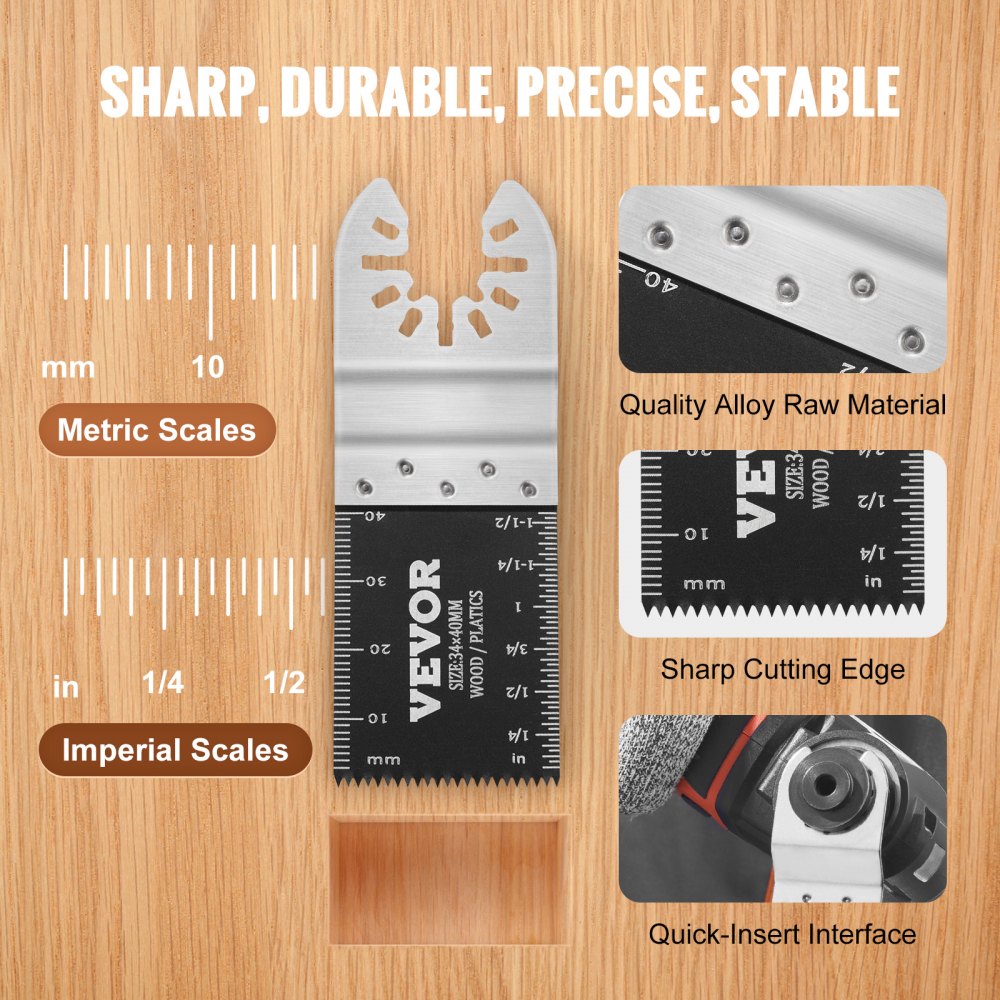 Oshlun MMS-0103 1-1/3" Universal Bi-Metal Oscillating Tool Blade - 3 Pack (SuperCut
