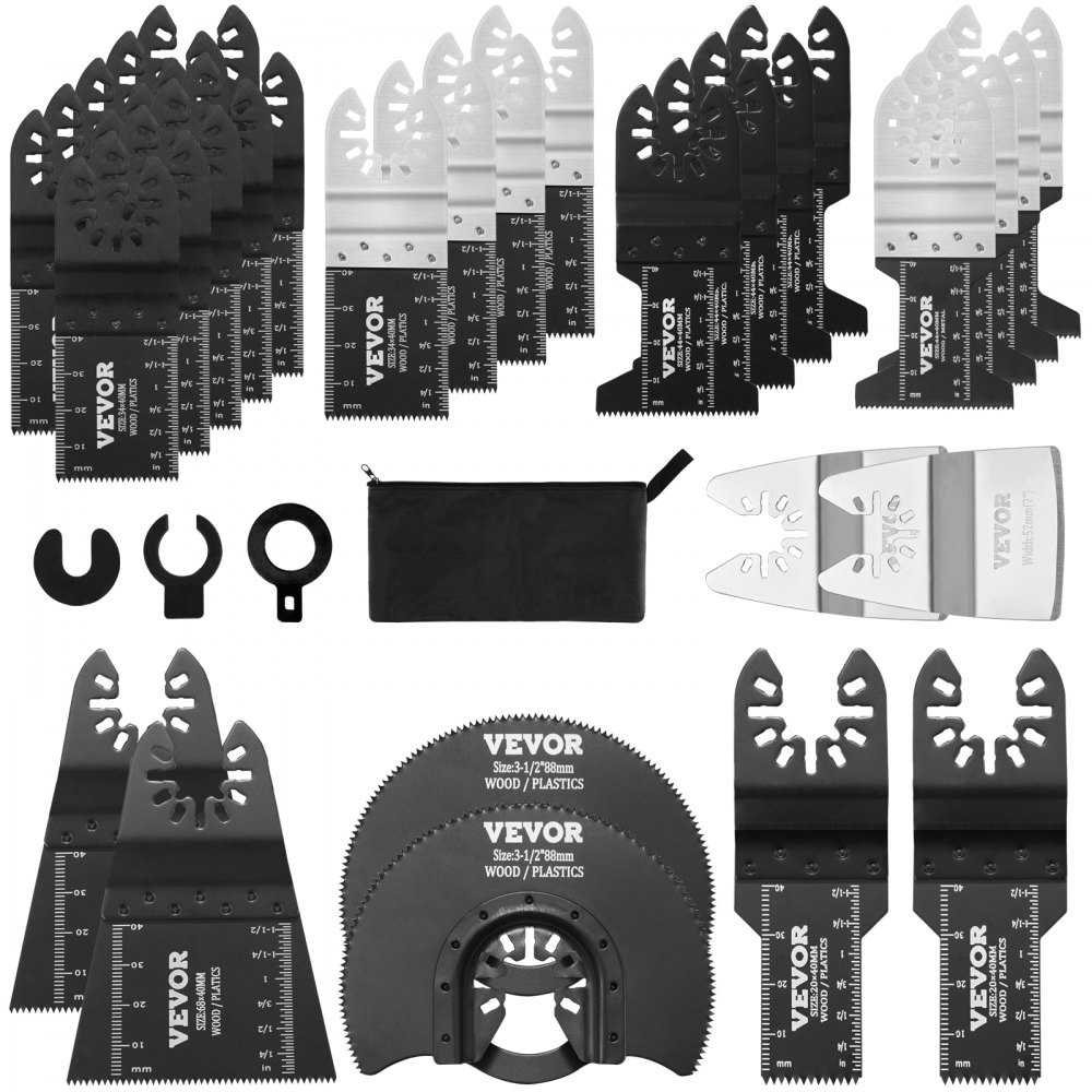 VEVOR 30PCS Multi Tool Blades Kits Universal Quick Release Oscillating Saw Blades 8 Types Wood Metal Plastic Oscillating Tool Blades Fit Dewalt