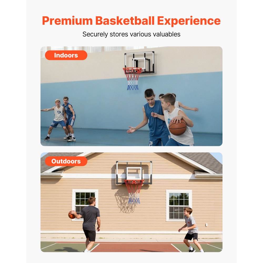 VEVOR 44 Inch Basketball Hoop – 0.08in PC Backboard Rim