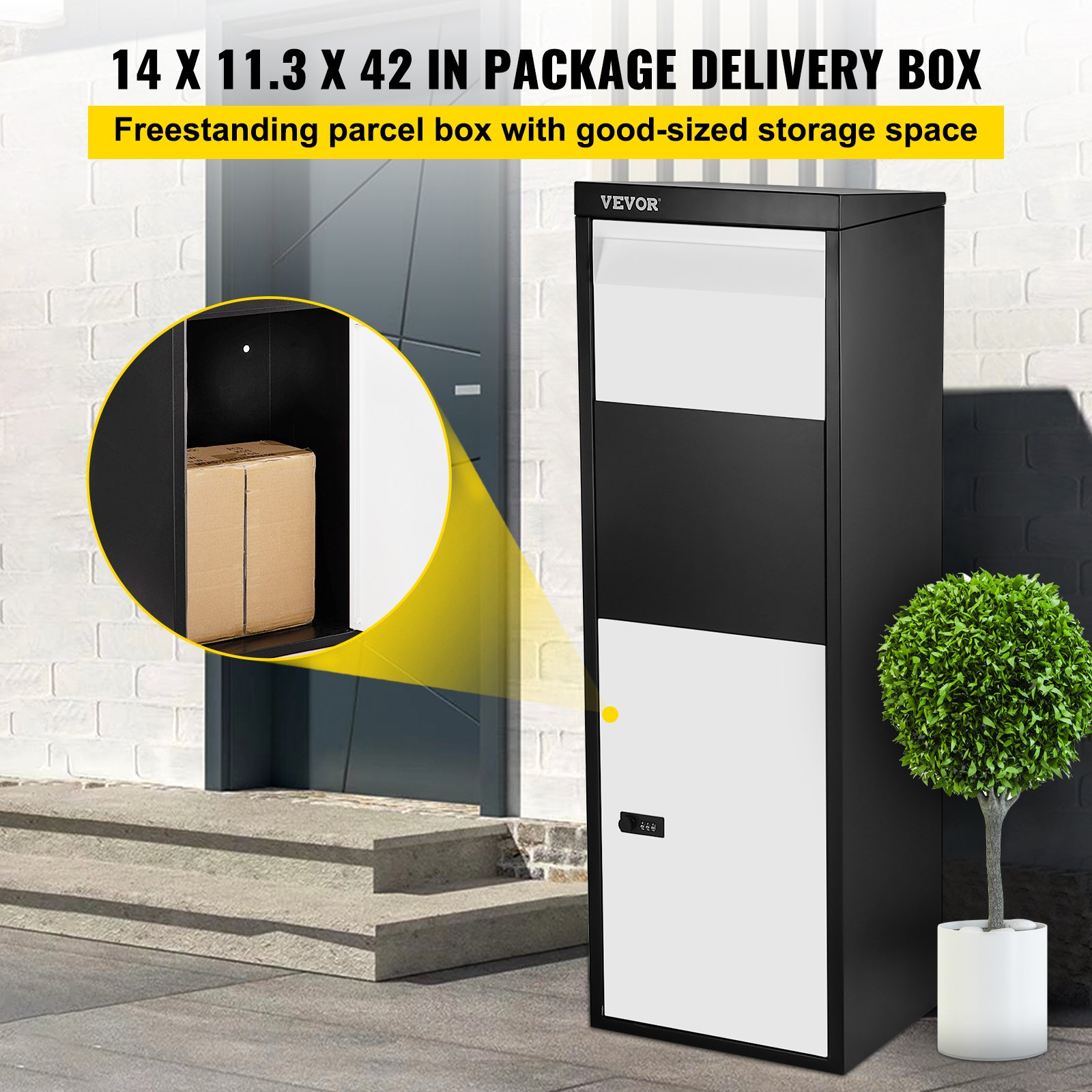 VEVOR Package Delivery Box, 14'' x 11.3'' x 42'' Galvanized Steel ...