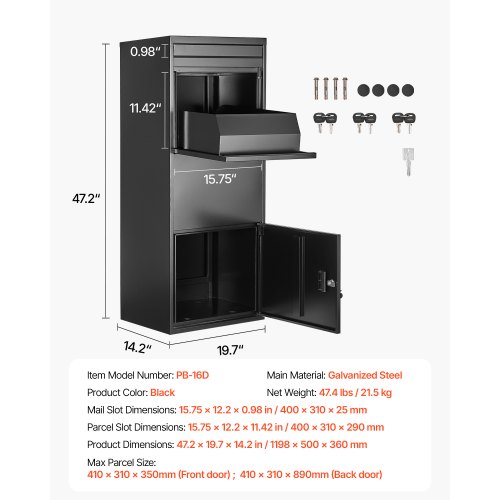 Package Delivery Boxes for Outside 47.2 in Anti-Theft Lockable Parcel ...