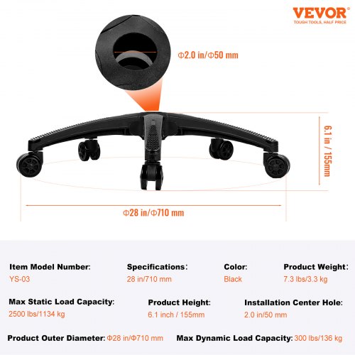 VEVOR Office Chair Base Replacement, 28