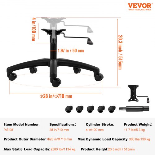 VEVOR Office Chair Base Replacement, 28