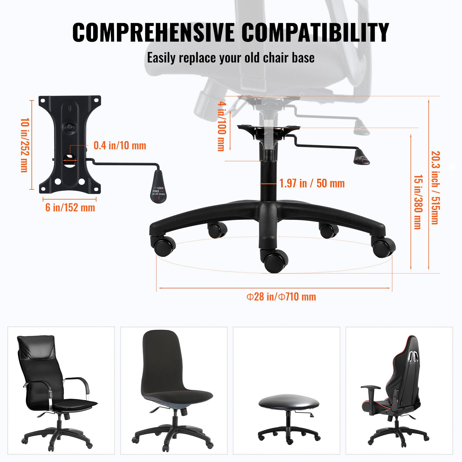 VEVOR Office Chair Base Replacement, 28