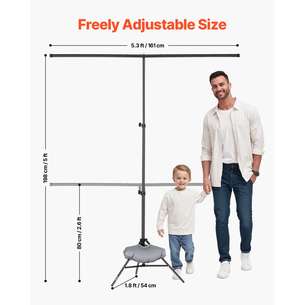 VEVOR Backdrop Stand, 154 x 198 cm Adjustable Photo Backdrop Stand Kit ...