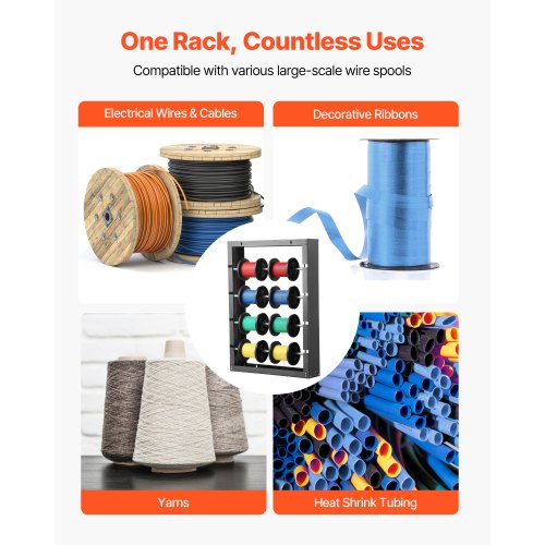 Wire Spool Rack 4 Adjustable Rods Spool Holder Wall Mounted 150 lbs ...