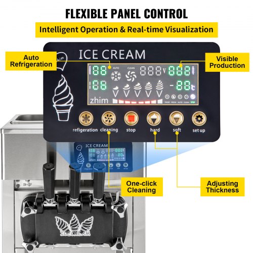 VEVOR Commercial Ice Cream Maker Machine, 2+1 Flavor