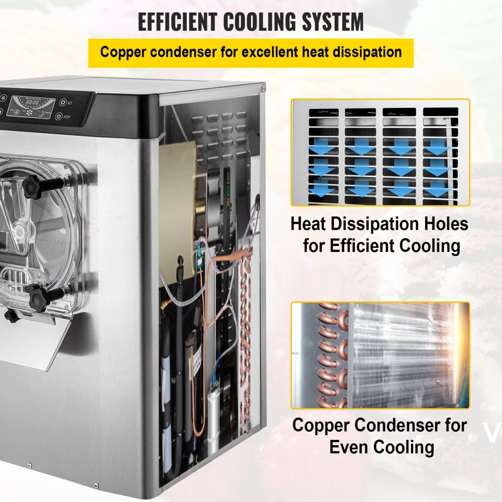 Komerční stroj na tvrdou zmrzlinu, nerezový výrobník zmrzliny o objemu 3,5-4,4 britských galonů/h - miniatura 6