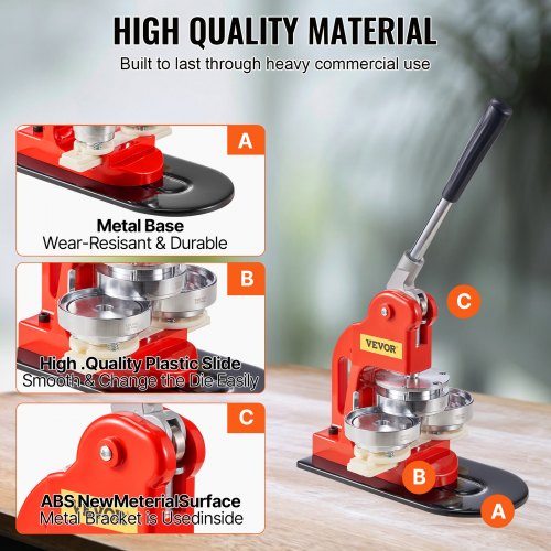 VEVOR Button Maker Machine, 75 mm (3 inch) Badge Punch Press Kit ...