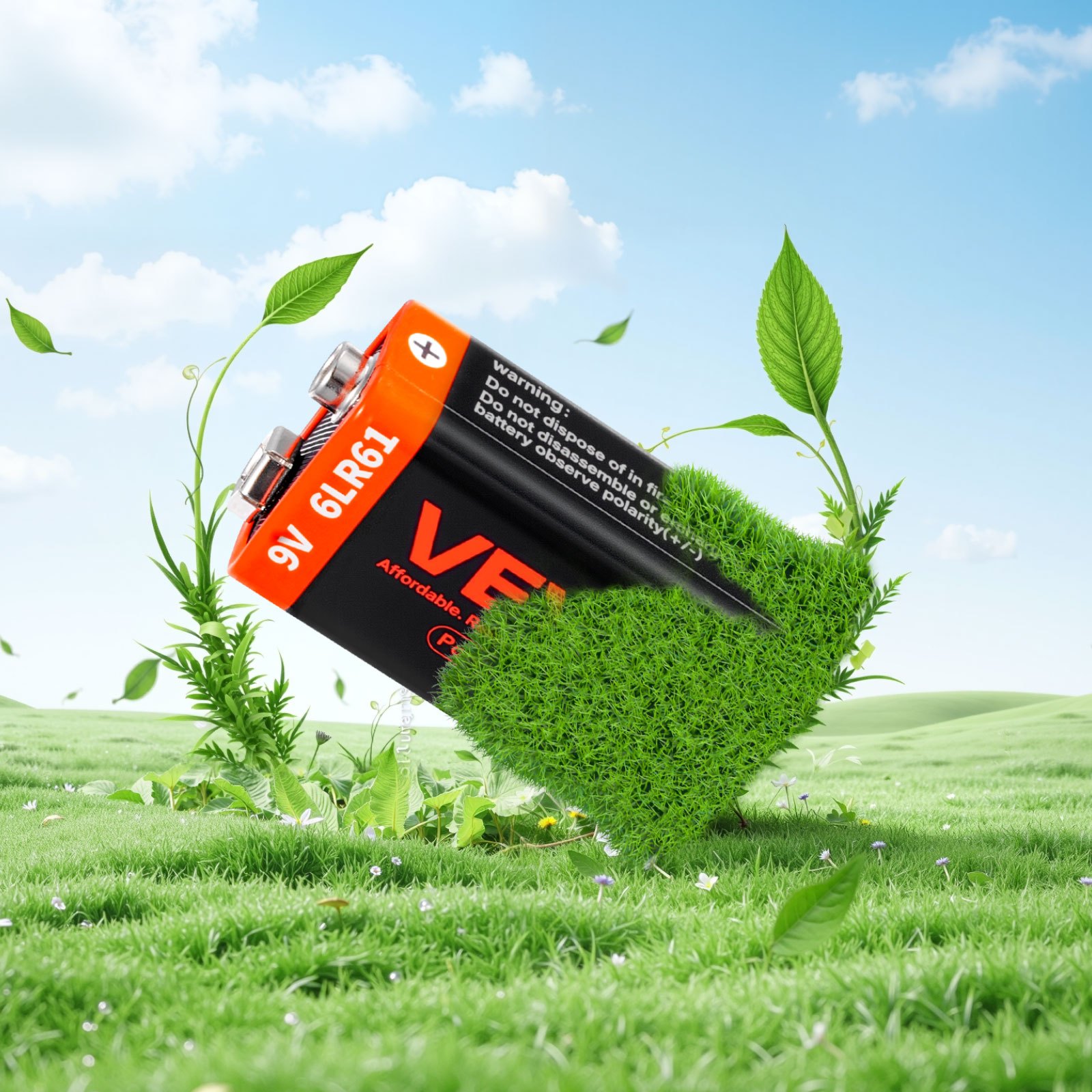 VEVOR 9V Square Battery | 12-Pack Long-Lasting Power