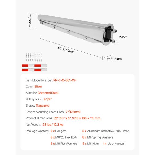 Straight Spring Loaded Mud Flap Hangers for Semi Truck 2-1/2