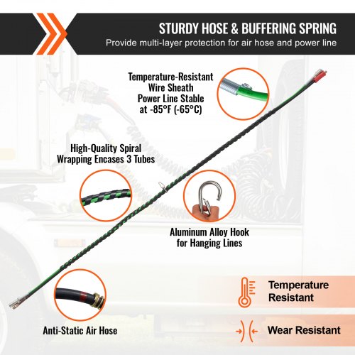 VEVOR 15FT Semi Truck Air Lines Kit, 3-in-1 Air Hoses & ABS Power Line