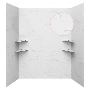 VEVORShowerWallPanels,60"Wx32"Dx80"H,0.2"(5mm)Thick,4-PanelWaterproofSPCShowerSurroundKit,QuickInstallandTrimmableBathroomTubWallPanelSurroundKitwith4GlassShelves