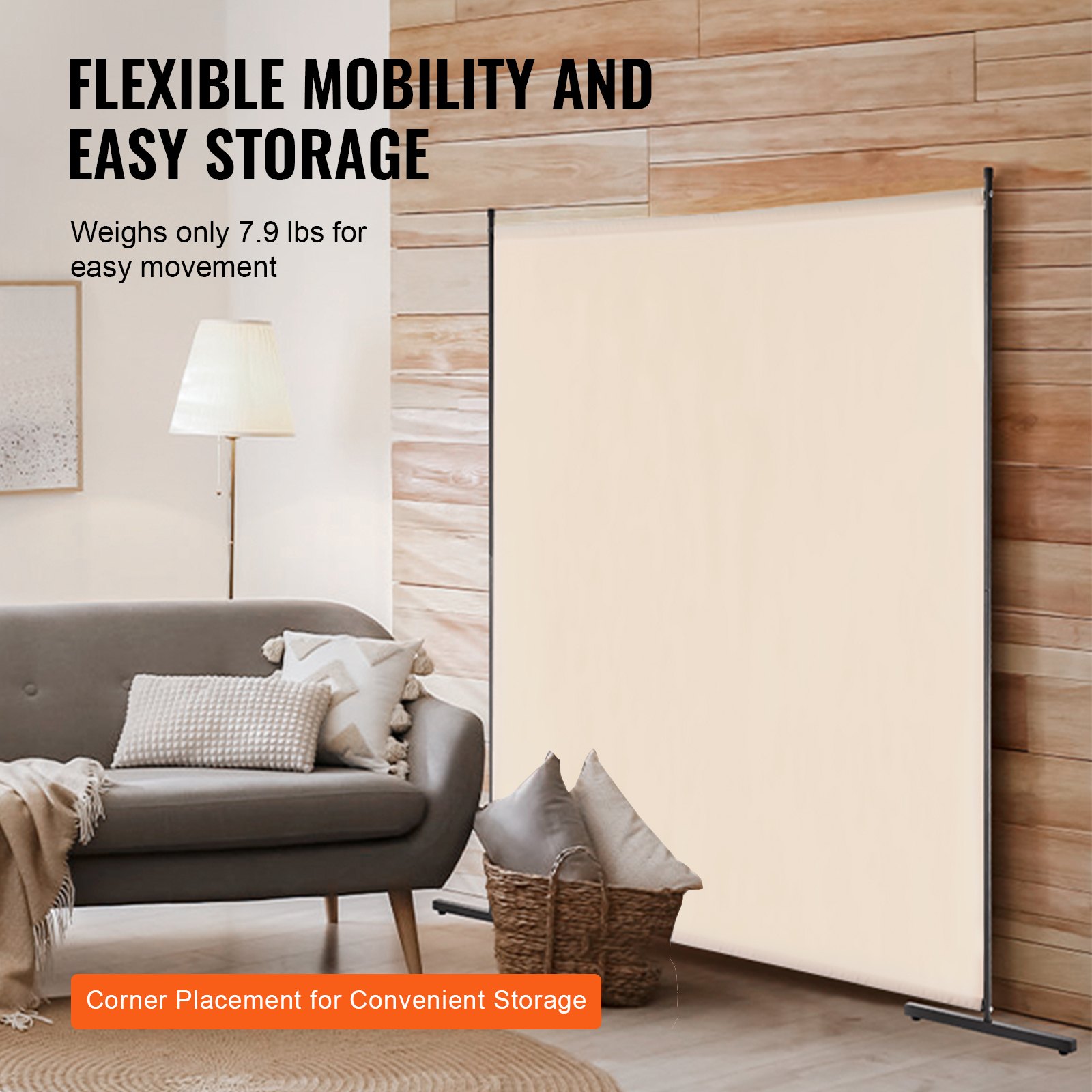 VEVOR Room Divider, Single Panel Room Divider, 6FT Privacy Screen ...
