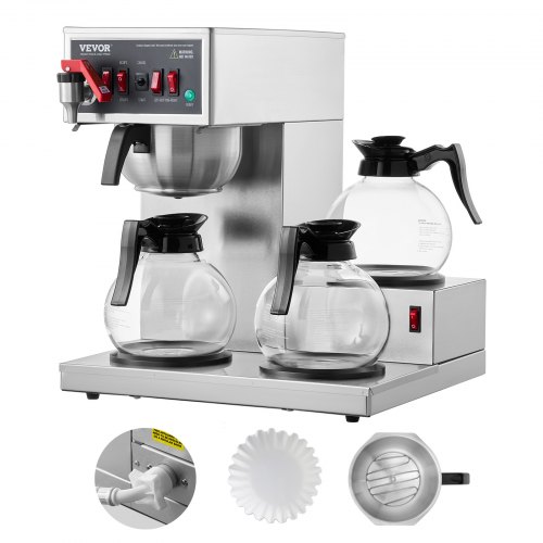 VEVOR 12 Cups Commercial Drip Coffee Maker, Coffee Maker Machine with 3 ...