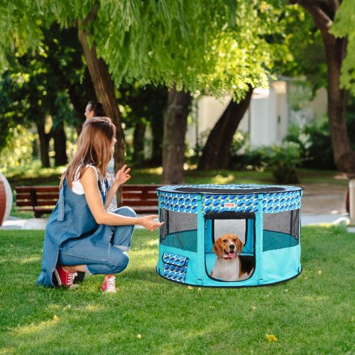 VEVOR Foldable Pet Playpen, 44'' x 44'' x 24'' Portable Dog