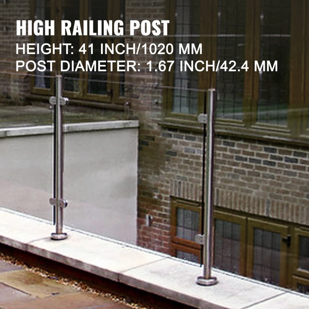 Vertical Type Railing Post Vevor Balustrade Railing Posts, Glass Railing 41inch, Stainless Steel ...