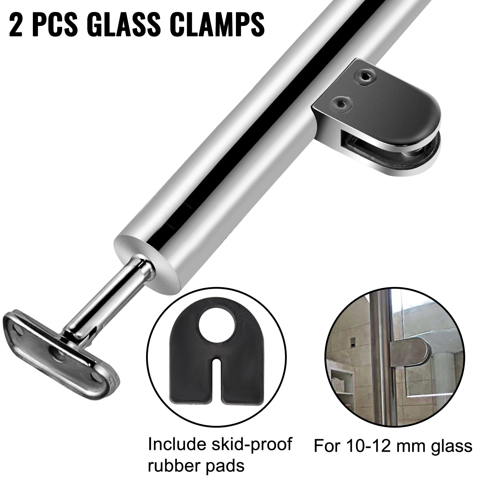 Vevor Balustrade Railing Posts Glass Railing 43.3inch Stainless Steel W ...