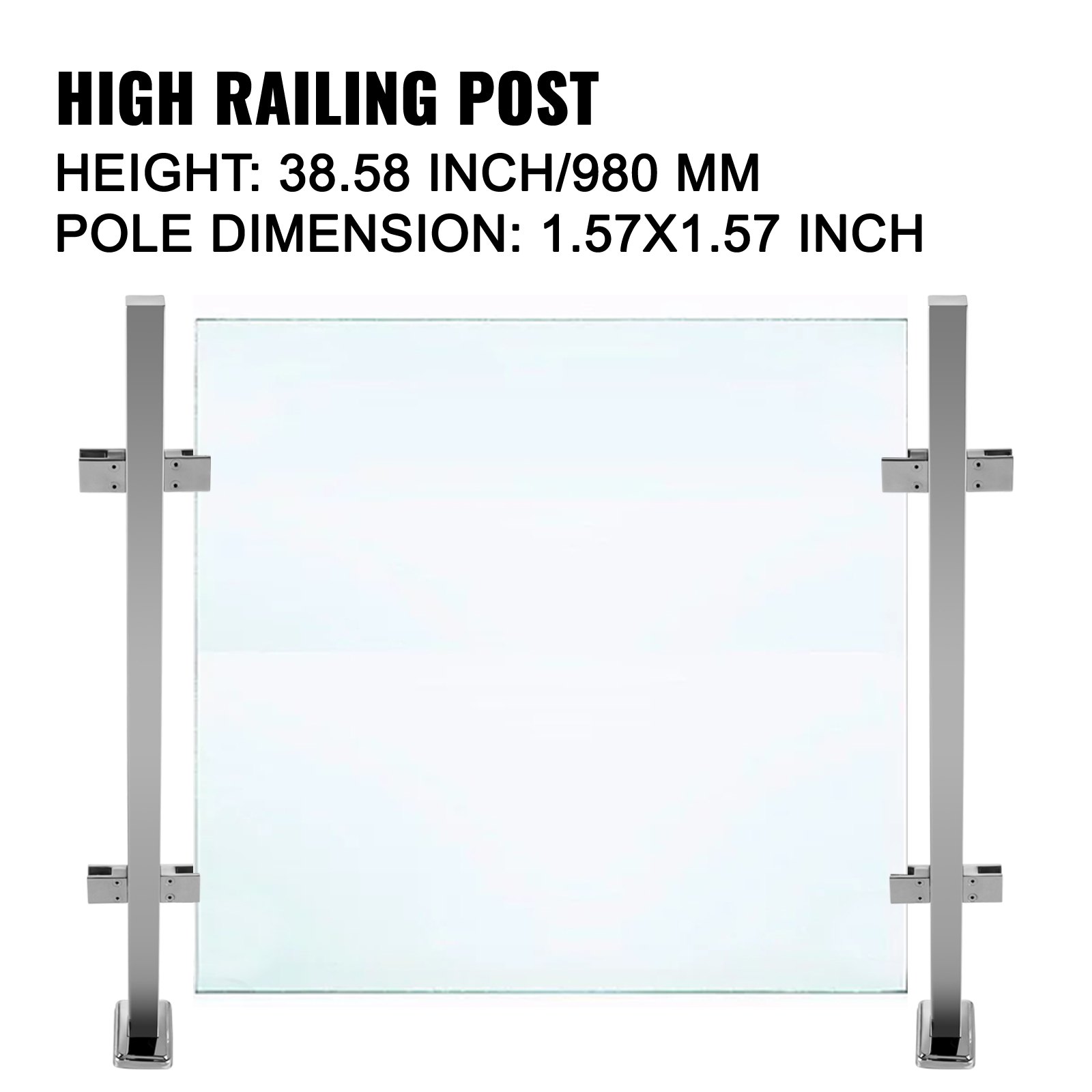 Vevor Balustrade Railing Posts Glass Railing 38.58in Stainless Steel ...