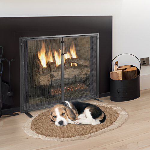 VEVOR Fireplace Screen 1 Panel with Door, Sturdy Iron Mesh