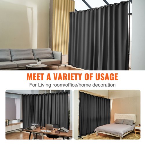 VEVOR Room Divider, 8 ft x 10 ft （96×120inch）Portable Panel Room Divider with Wheels Curtain ...