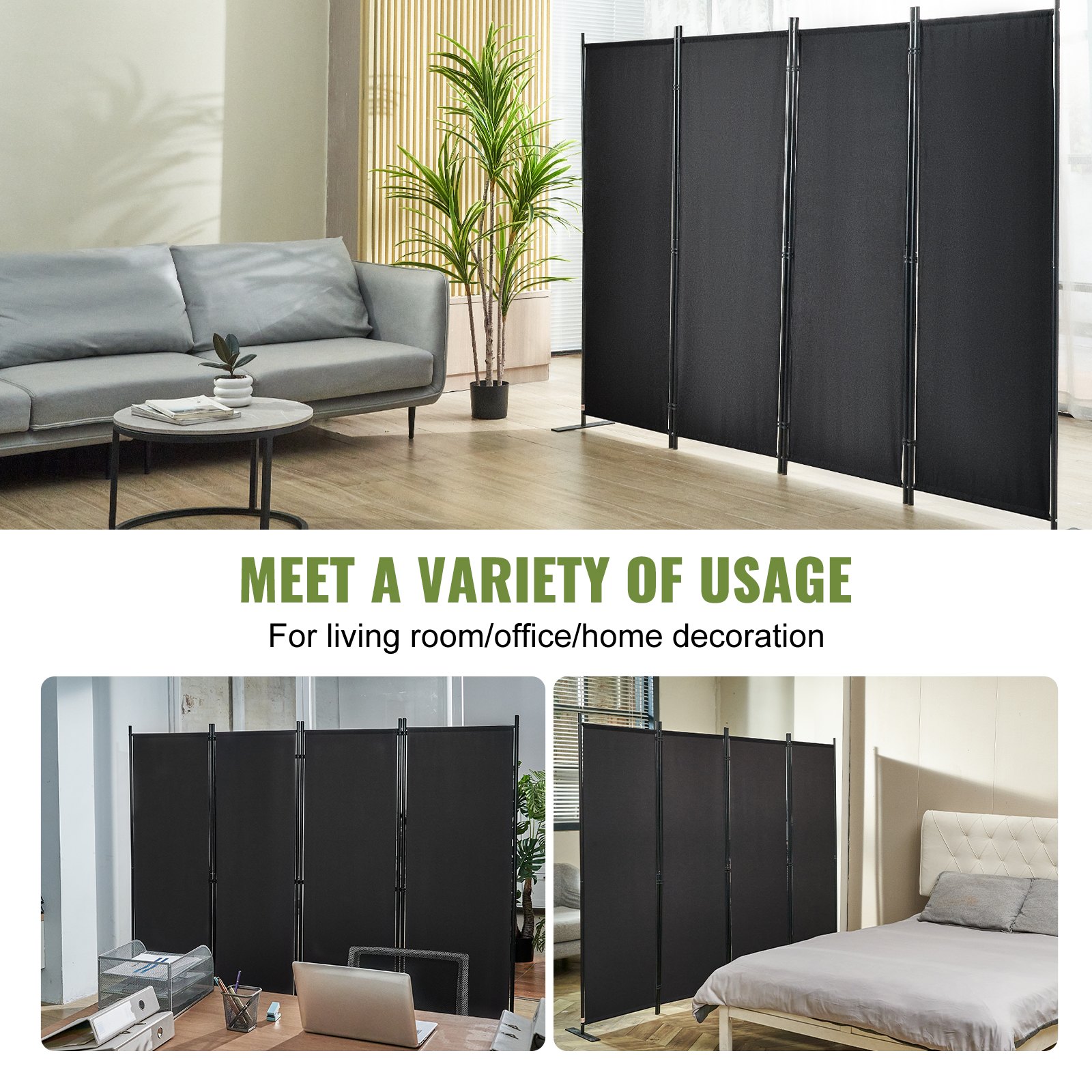 VEVOR Room Divider, 5.6 ft Room Dividers and Folding Privacy Screens (4 ...