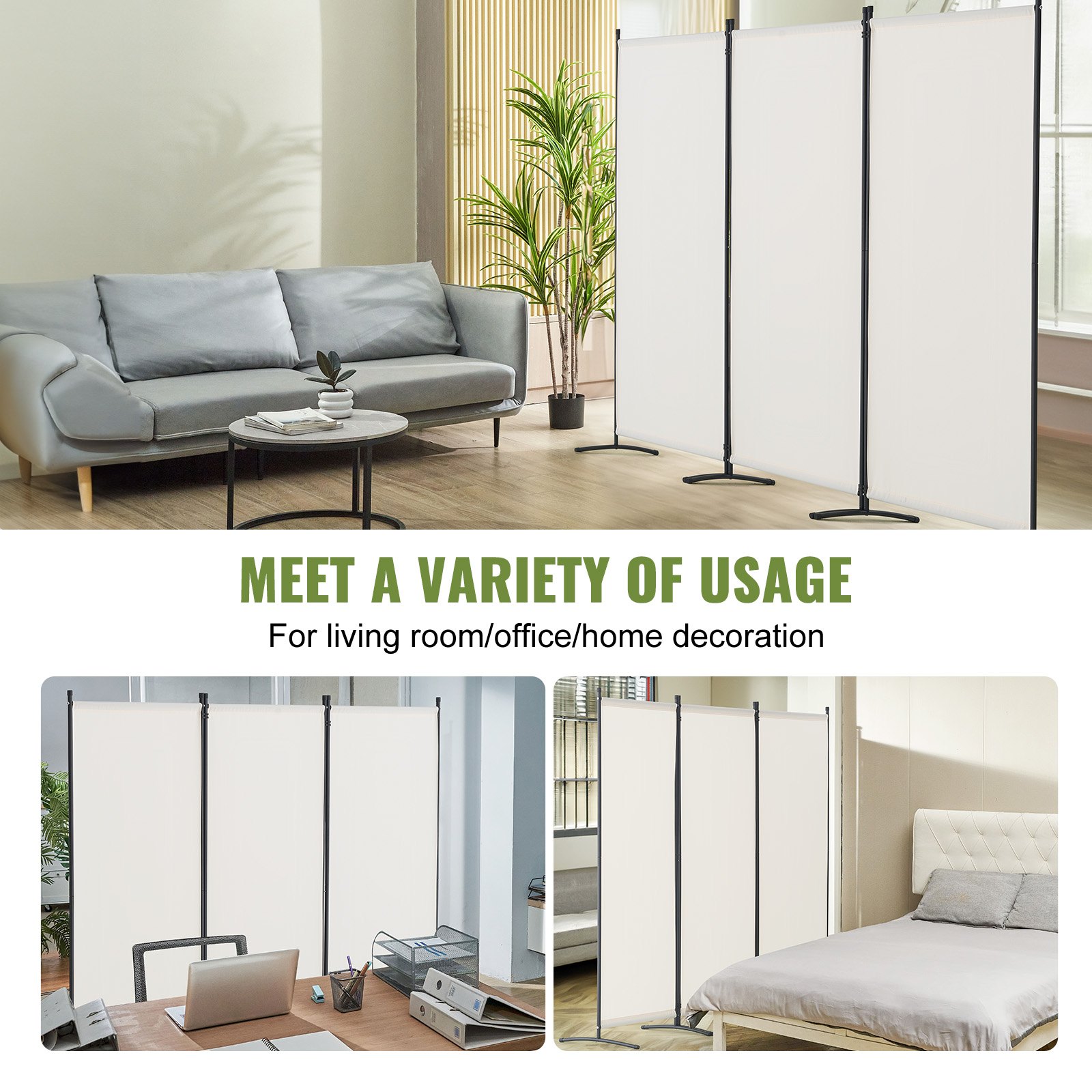 VEVOR Room Divider Screen 3 Panel – 89.8x72.4x20.5 in, 180 g