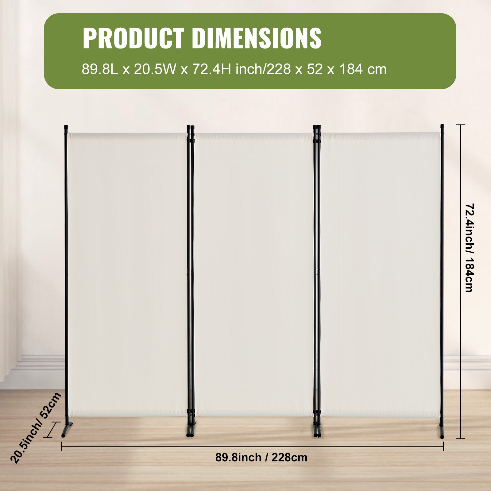 VEVOR Room Divider Screen 3 Panel – 89.8x72.4x20.5 in, 180 g