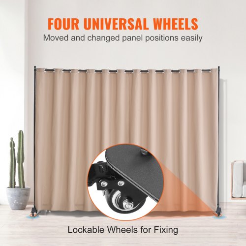 VEVOR Room Divider, 96×120inch Portable Panel Room Divider with Wheels ...