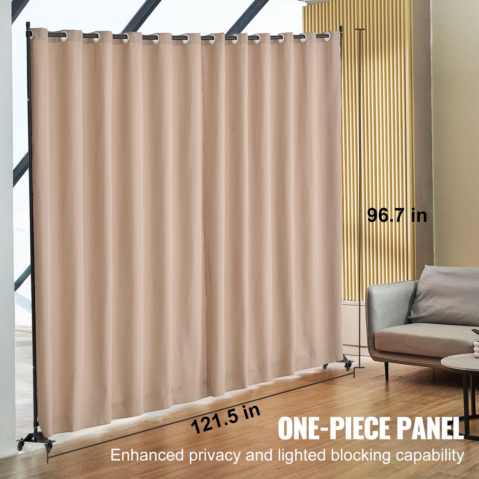 Compact Divider VEVOR Room Divider, 96×120inch Portable Panel Room Divider with Wheels ...