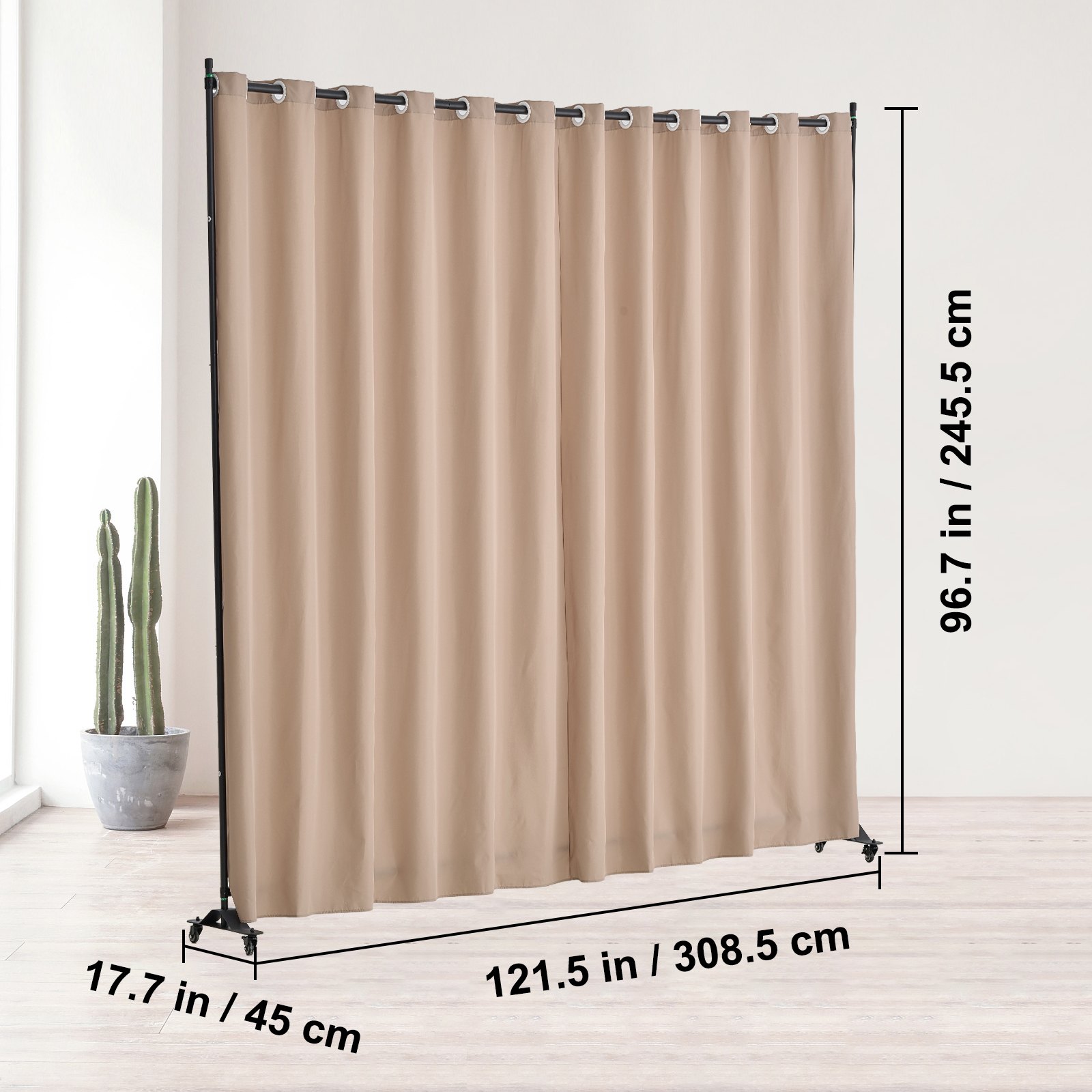 VEVOR Room Divider, 96×120inch Portable Panel Room Divider with Wheels Curtain Divider Stand ...
